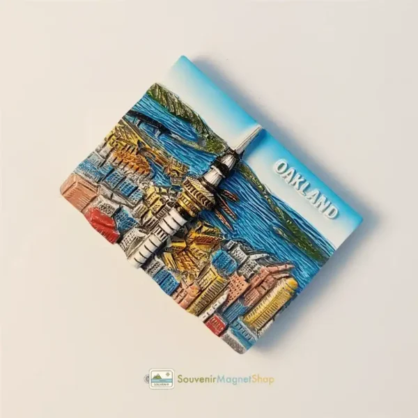 USA California Oakland creative architecture fridge magnet right side view.