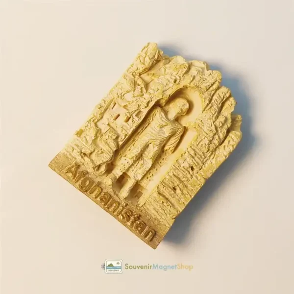 Afghanistan Buddhas of Bamiyan fridge magnet right view.