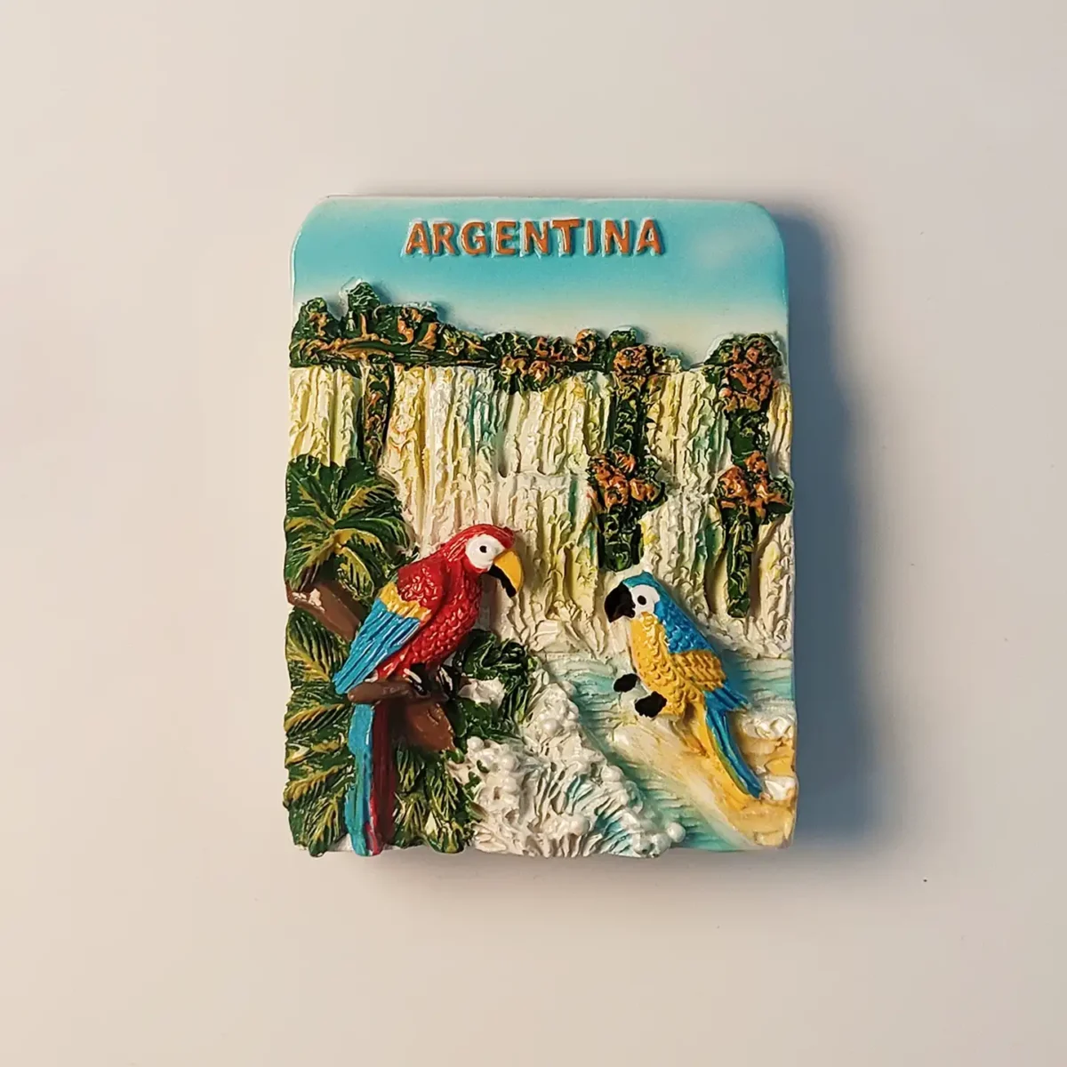 Argentina Iguazu Falls parrots fridge magnet front view