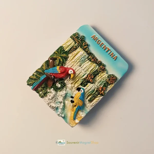 Argentina Iguazu Falls parrots fridge magnet right view