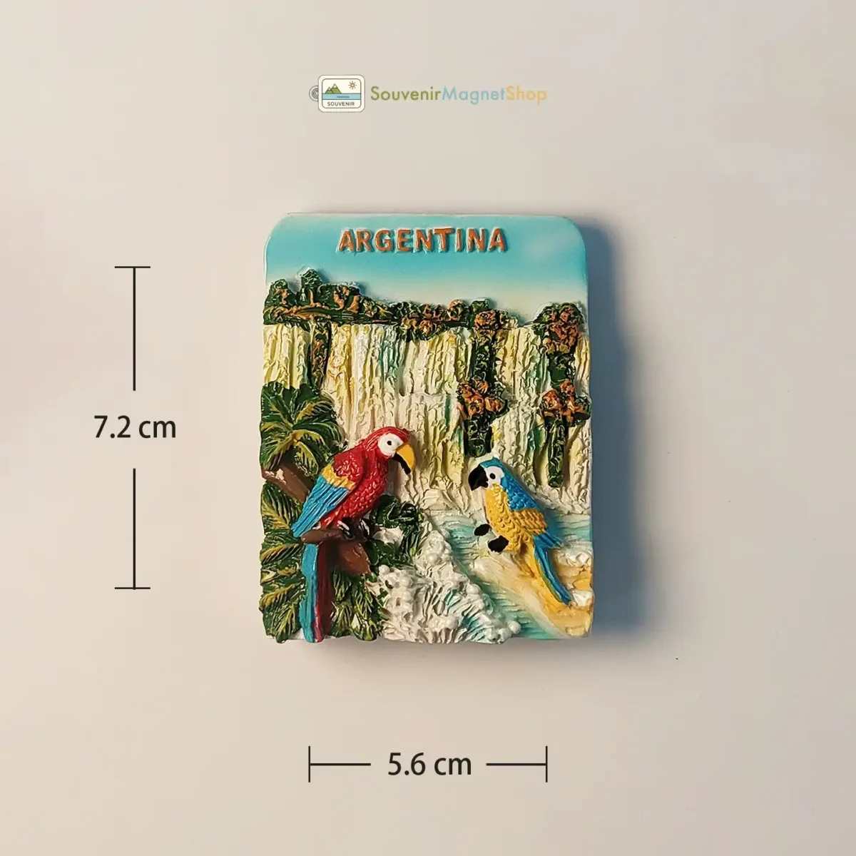 Argentina Iguazu Falls parrots fridge magnet size view