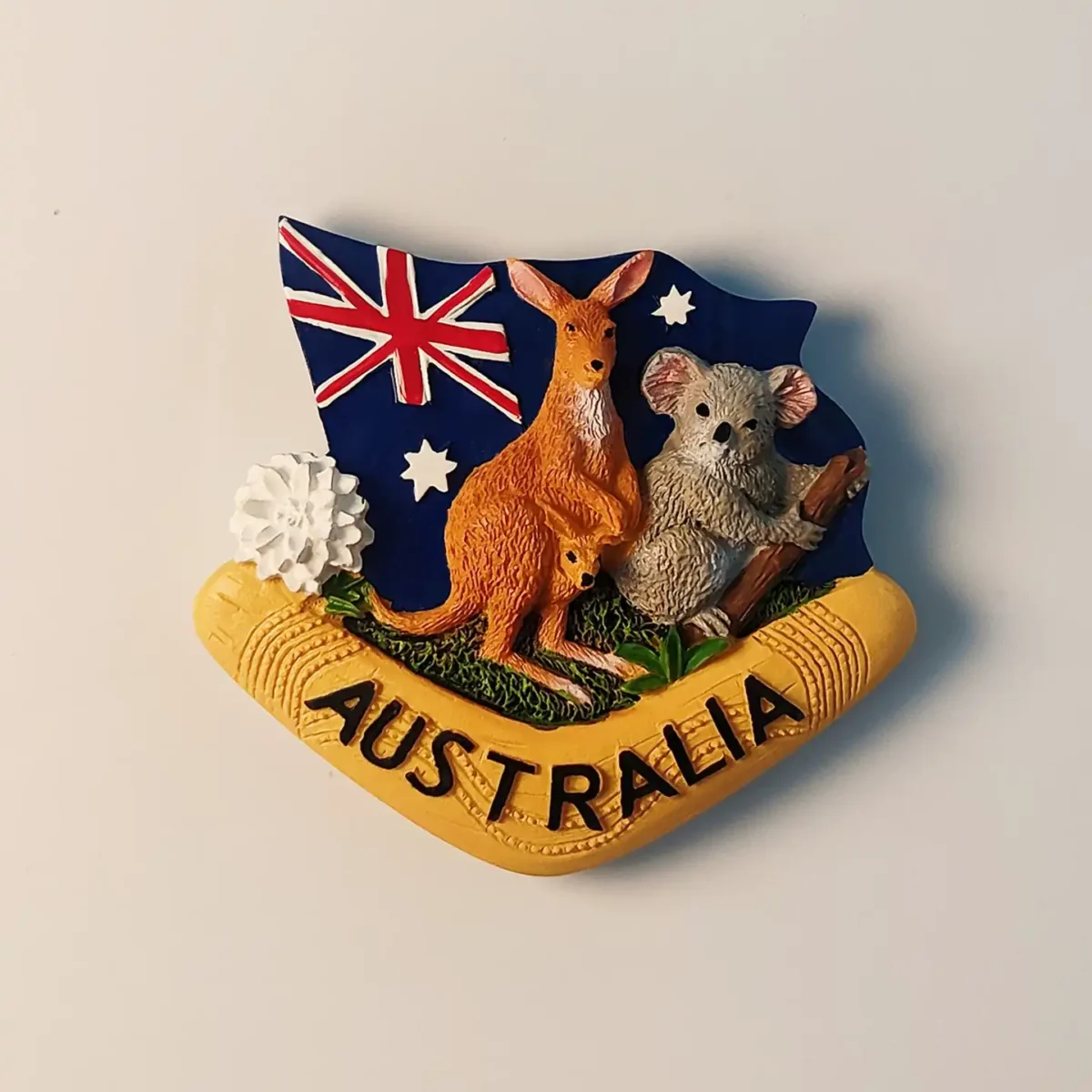Australia koala kangaroo flag boomerang fridge magnet front view