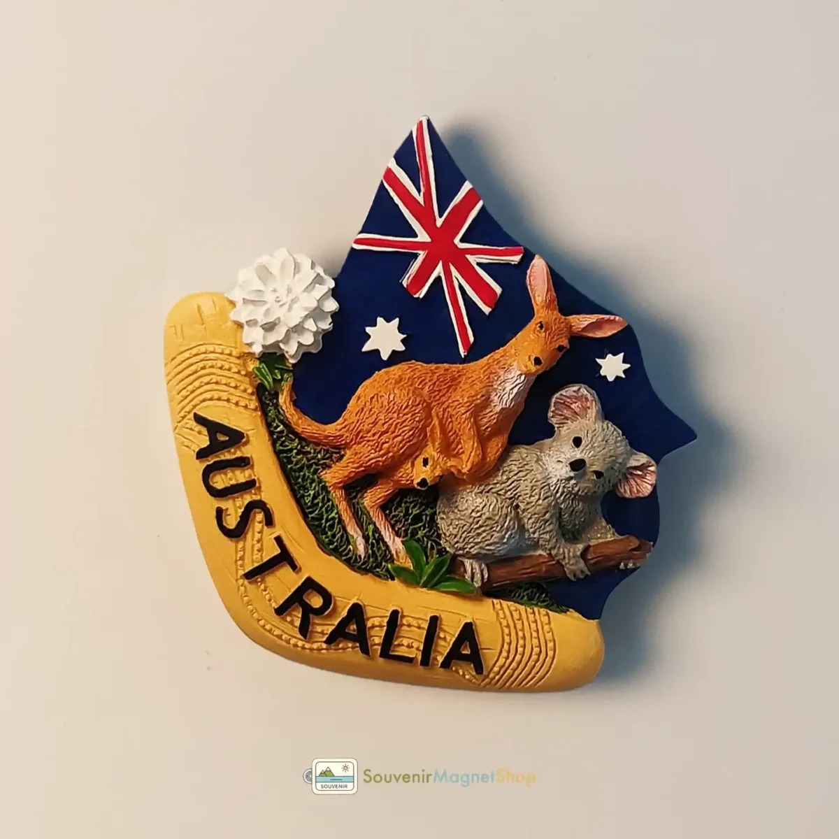 Australia koala kangaroo flag boomerang fridge magnet right view