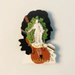 Austria Mozart statue violin fridge magnet front view
