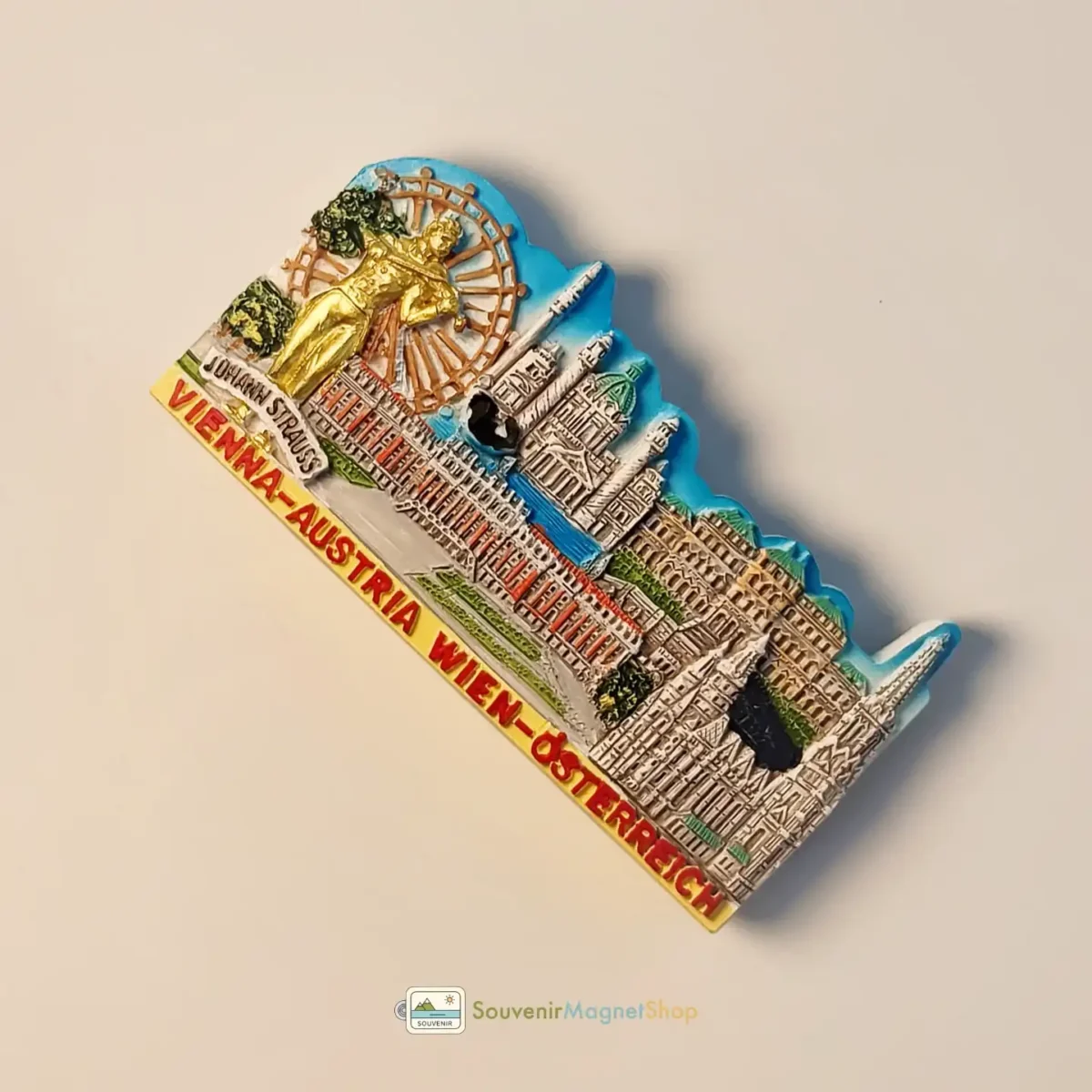 Austria Vienna landmark buildings fridge magnet right angle view