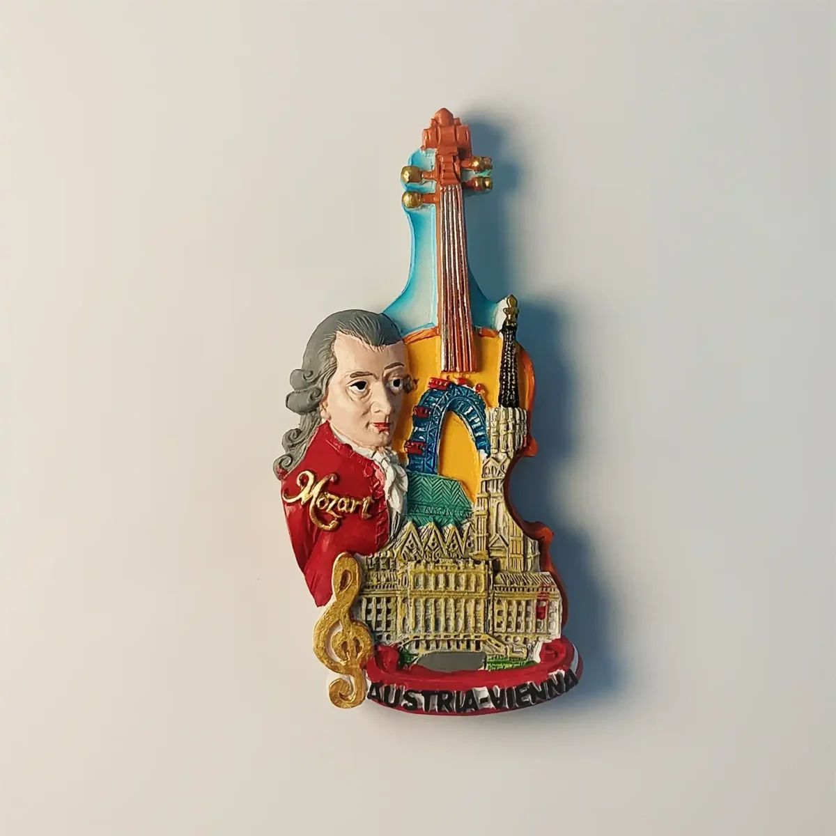 austria-vienna-mozart-violin-fridge-magnet-front Austria Vienna Mozart violin fridge magnet front view.