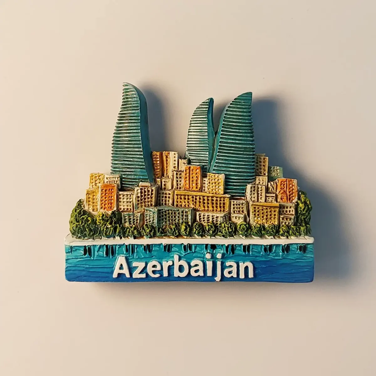 Azerbaijan Baku Flame Towers fridge magnet front view