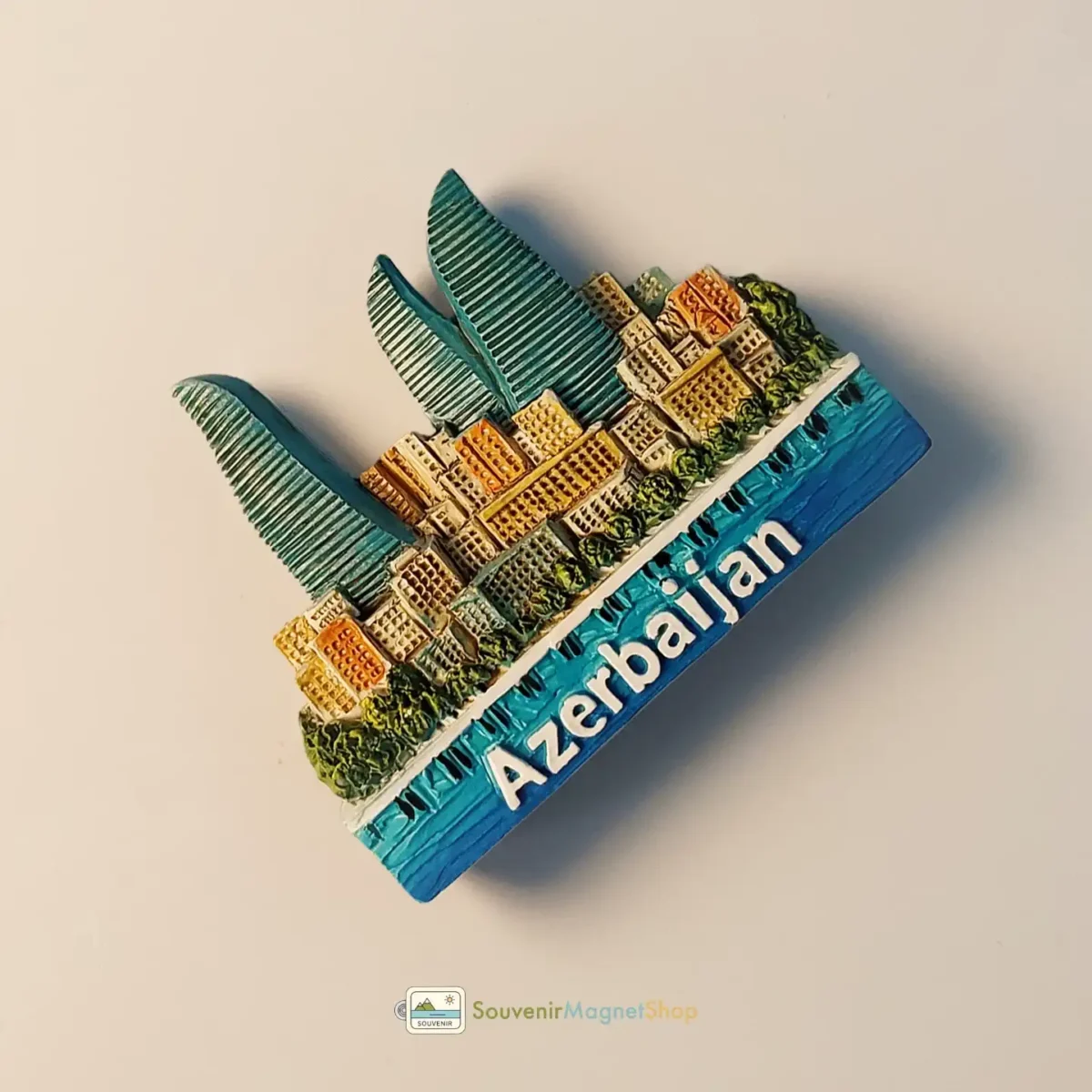 Azerbaijan Baku Flame Towers fridge magnet left view