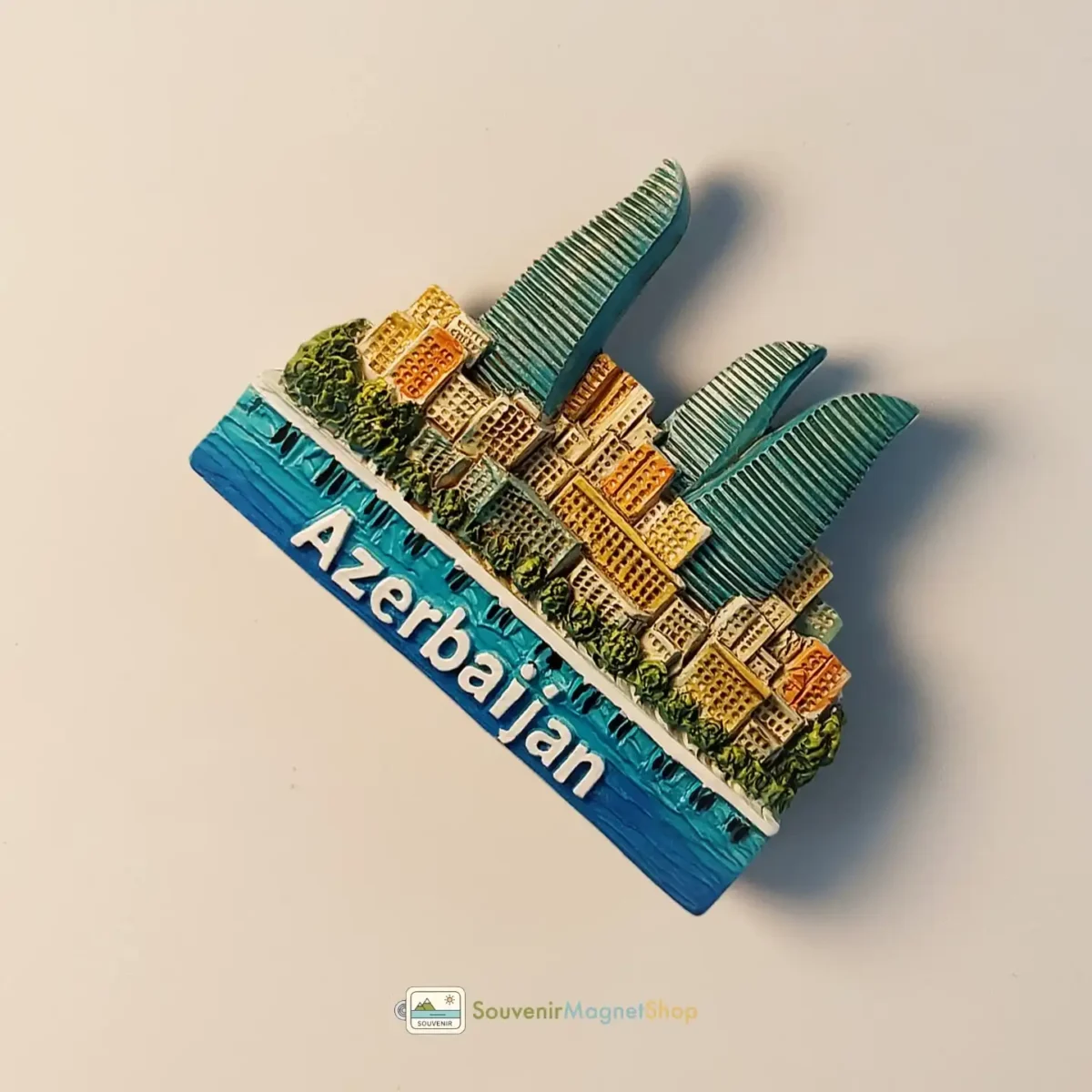 Azerbaijan Baku Flame Towers fridge magnet right view