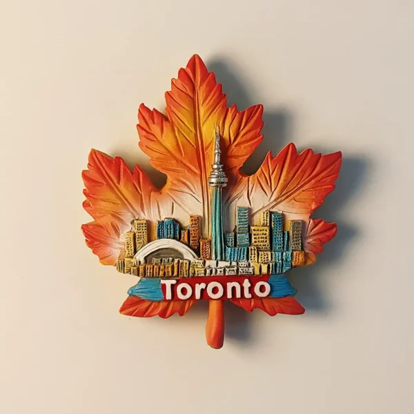 Canada Toronto CN Tower maple leaf fridge magnet front view