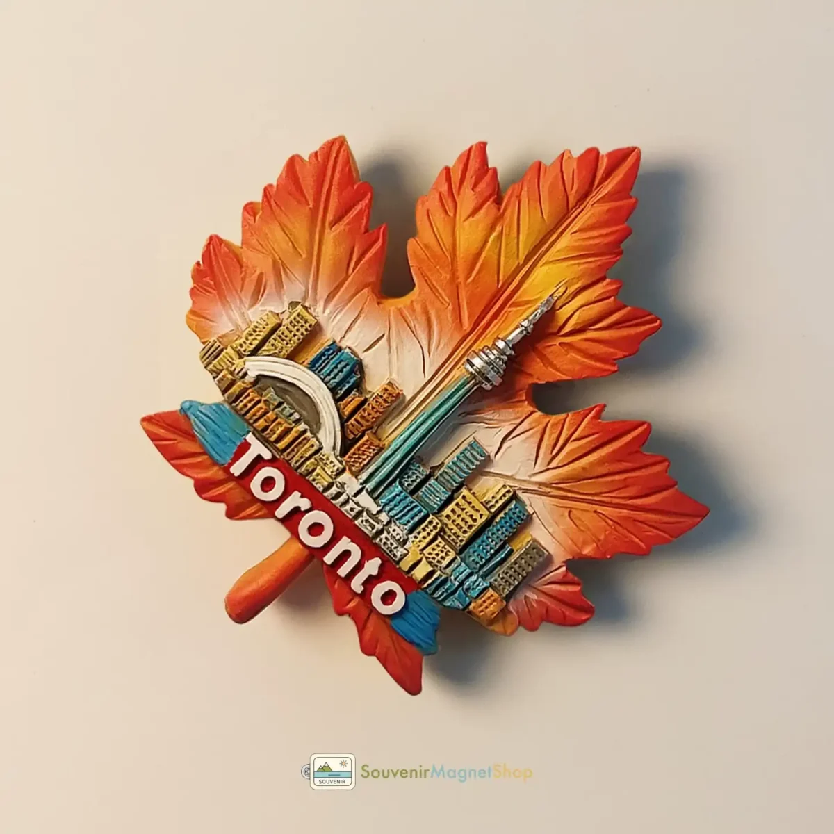Canada Toronto CN Tower maple leaf fridge magnet right perspective view