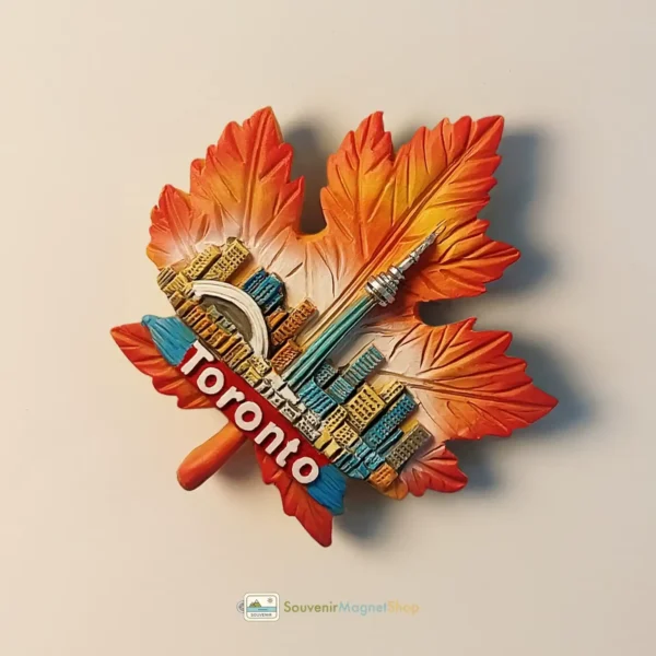 Canada Toronto CN Tower maple leaf fridge magnet right perspective view