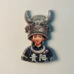 China Guiyang Miao girl headdress fridge magnet front view