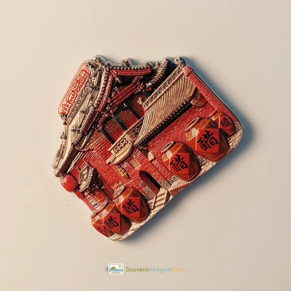 China Shanxi aged vinegar building fridge magnet left view