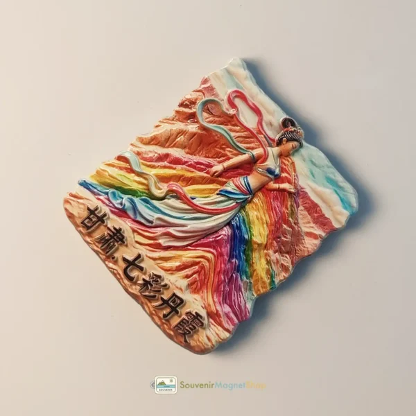 China Zhangye Rainbow Mountains Flying Apsara fridge magnet right view