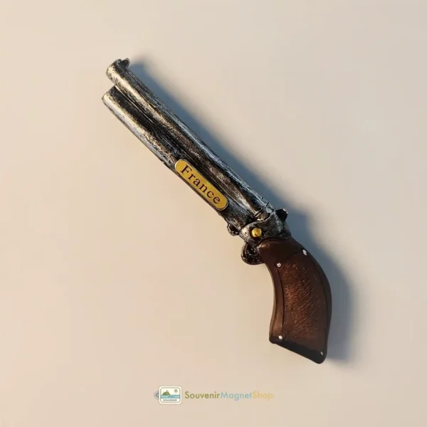 France double barrel flintlock revolver fridge magnet right side view
