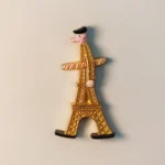 France Paris walking Eiffel Tower fridge magnet front view
