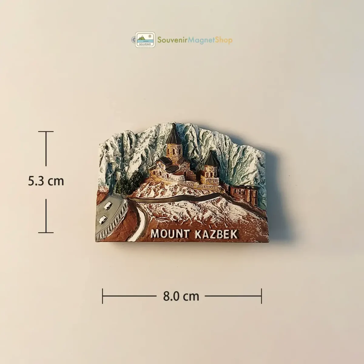 Georgia Mount Kazbek fridge magnet size view