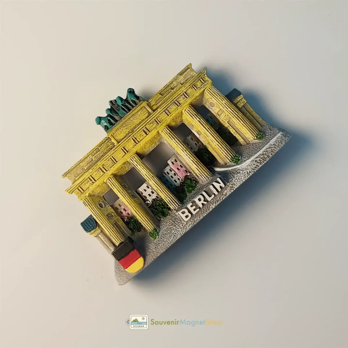 Germany Berlin Brandenburg Gate fridge magnet left side view.