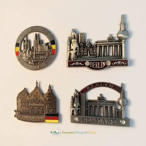 Germany Cologne Berlin Frankfurt fridge magnet set left view
