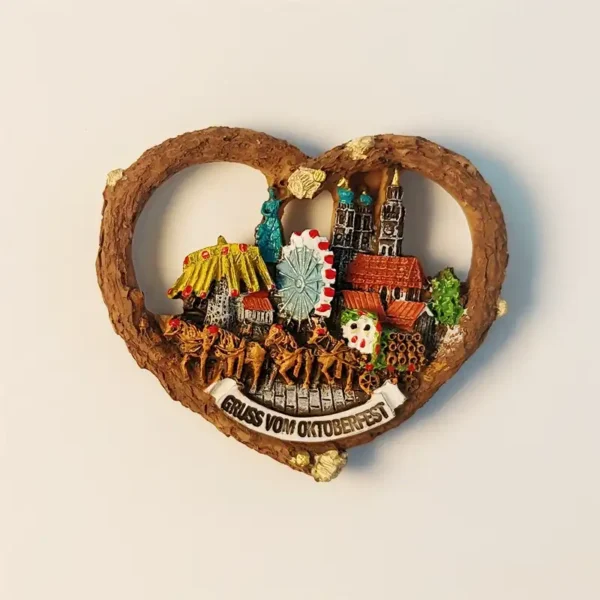 Germany Munich Oktoberfest heart fridge magnet front view.