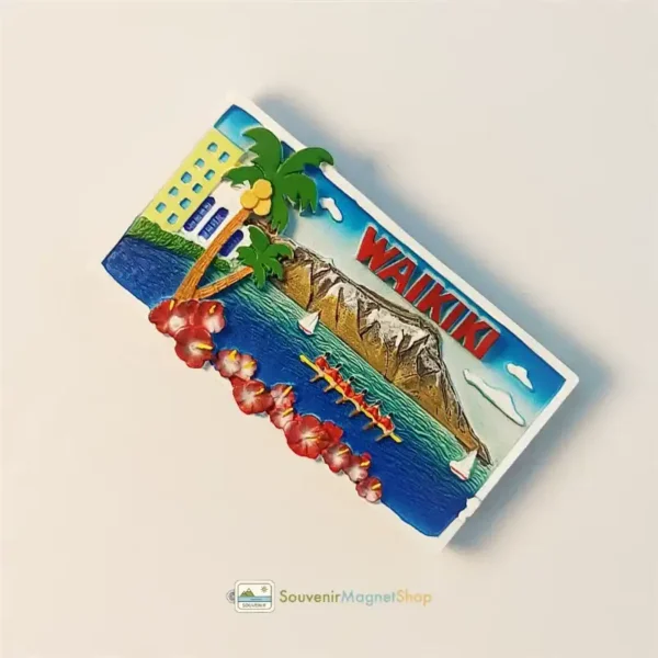 Hawaii Waikiki Diamond Head fridge magnet right view