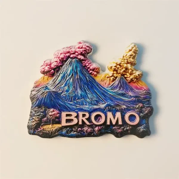 Indonesia Bromo Volcano eruption fridge magnet front view
