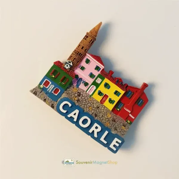 Italy Caorle Bell Tower Colorful Houses fridge magnet right view