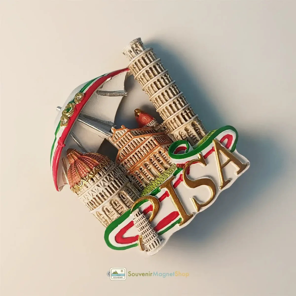 Italy Pisa Piazza dei Miracoli fridge magnet left view.