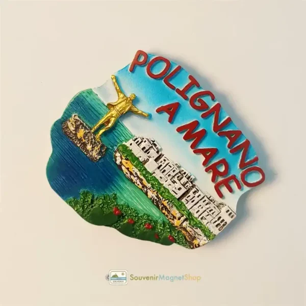 Italy Polignano a Mare Domenico Modugno statue fridge magnet right view