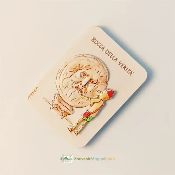 Italy Rome Mouth of Truth fridge magnet right view.