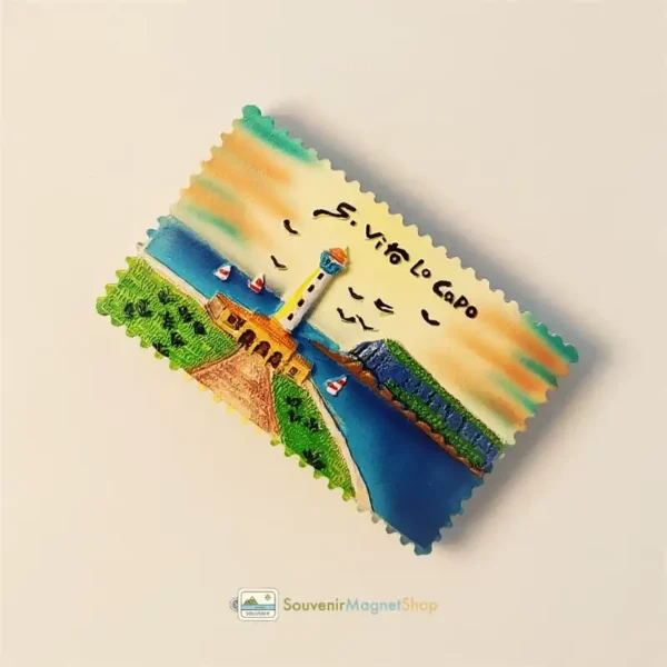 Italy San Vito Lo Capo lighthouse fridge magnet right view