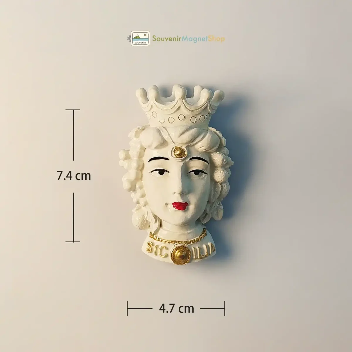 Italy Sicily Moorish Head fridge magnet size view.