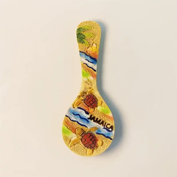 Jamaica sea turtle spoon shaped fridge magnet front view