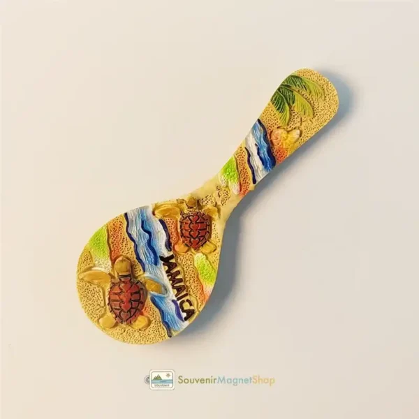 Jamaica sea turtle spoon shaped fridge magnet right view