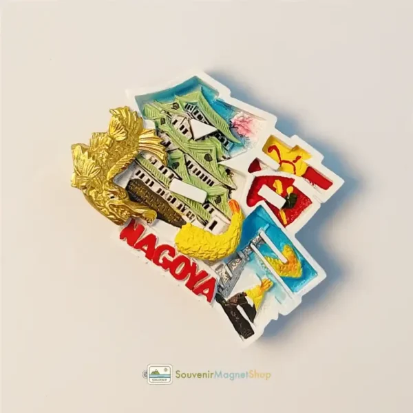 Japan Nagoya Castle TV Tower fridge magnet right view.