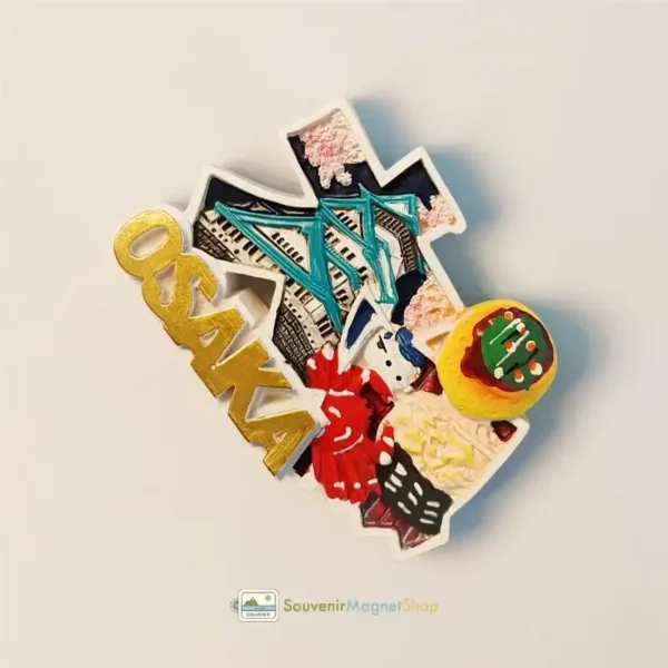 Japan Osaka Castle fridge magnet right side view.