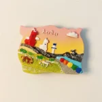 Jeju Island Iho Tewoo Beach red white horse lighthouses fridge magnet front view
