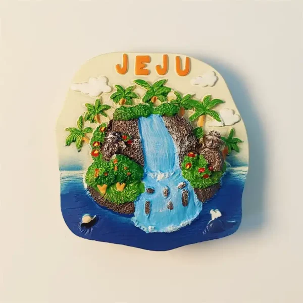 Korea Jeju Island waterfall fridge magnet front view