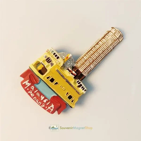 Malaysia Penang KOMTAR Tower fridge magnet right side view.