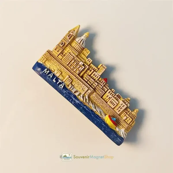 Malta creative city architecture fridge magnet right side view.