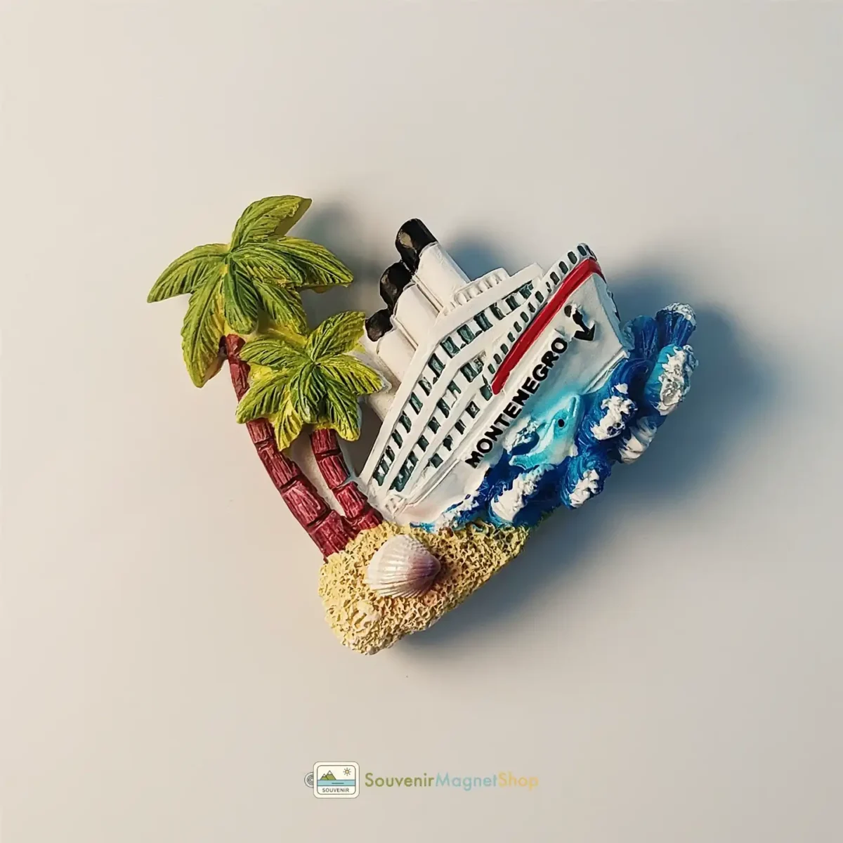 Montenegro cruise ship fridge magnet left side view.