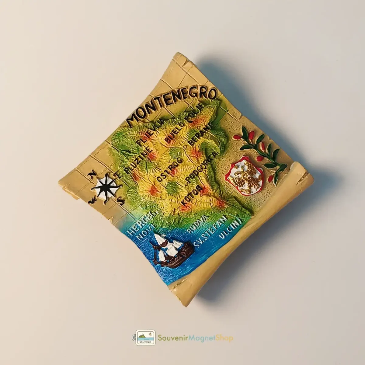 Montenegro map fridge magnet left view