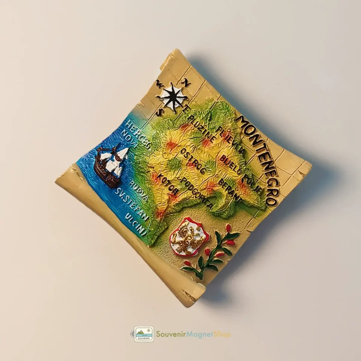 Montenegro map fridge magnet right view