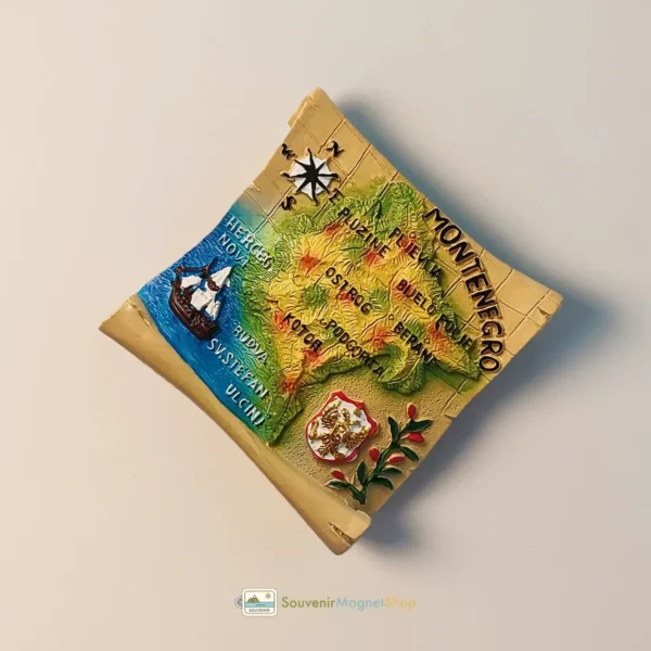 Montenegro map fridge magnet right view