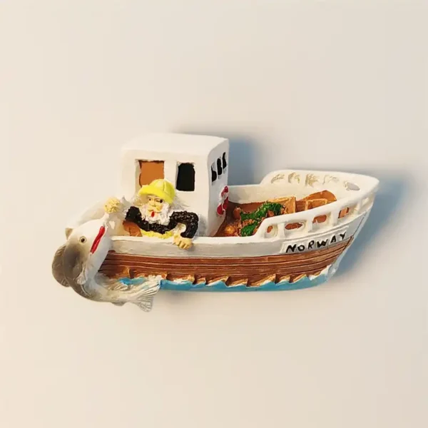 Norway fishing boat fridge magnet front view