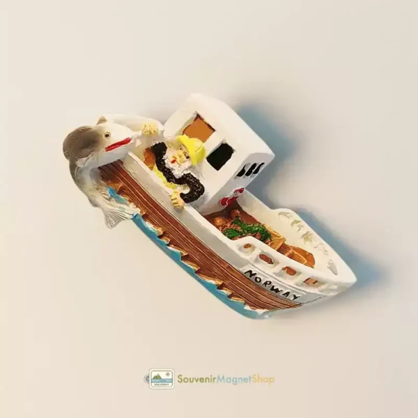 Norway fishing boat fridge magnet right side view