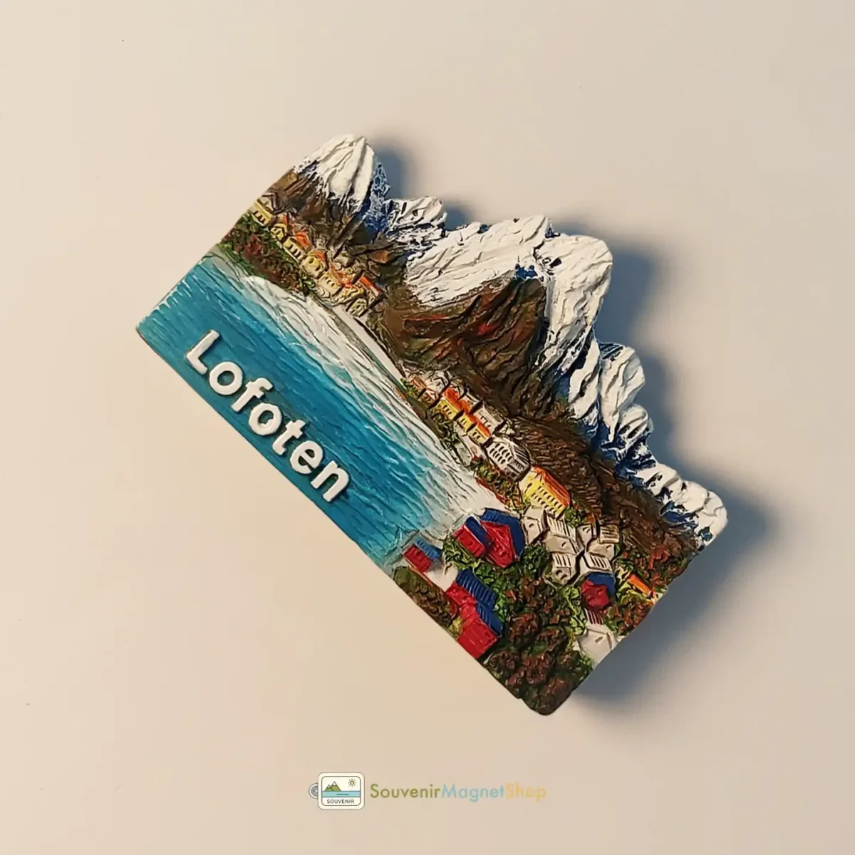 Norway Lofoten fishing village fridge magnet right angle view