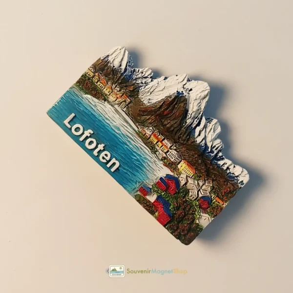 Norway Lofoten fishing village fridge magnet right angle view