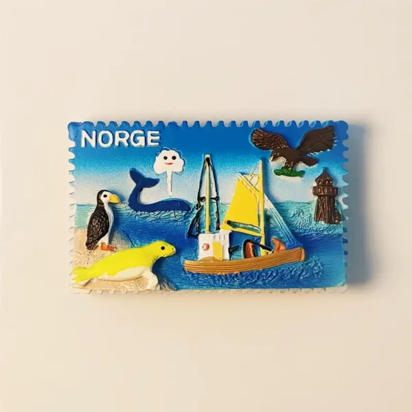 Norway maritime wildlife fridge magnet front view.